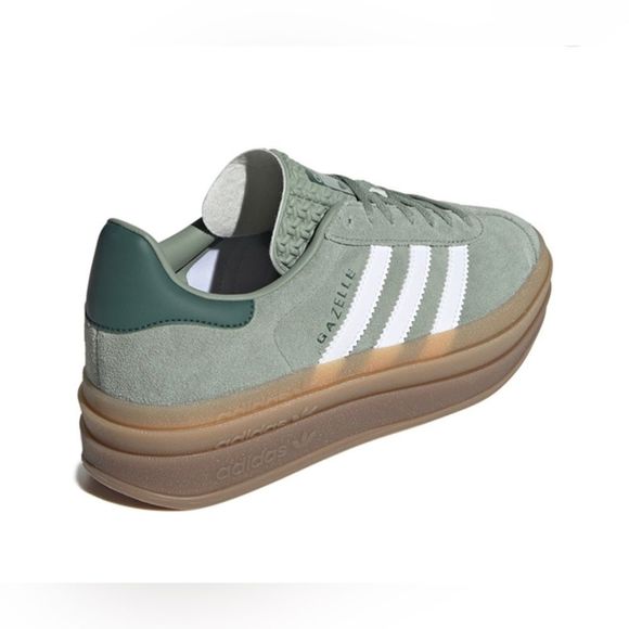NWT Adidas Gazelle Bold Platform Gum Sole Shoes Silver Green Women’s Size 6 - Picture 4 of 14